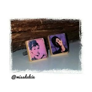 2 Pop Art Audrey Hepburn Rings Adjustable Iconic